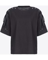 Pinko - T-shirt With Criss-crossing Shoulder Lacing - Lyst