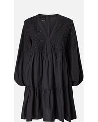 Pinko - Mini Dress With Openwork And Crystals - Lyst