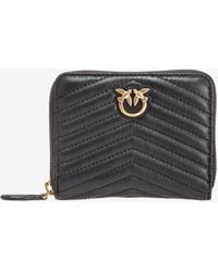 Pinko - Square Zip-around Wallet In Chevron-patterned Nappa Leather - Lyst