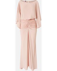 Pinko - Long Dress With Draping And Lace - Lyst