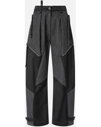Pinko - P-pants In Black Denim And Satin With Zip - Lyst