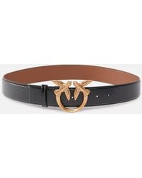 Pinko - Leather Belt With Love Birds Buckle, 4 Cm - Lyst