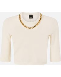 Pinko - Cropped Sweater With Chain - Lyst