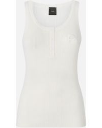 Pinko - Ribbed Sleeveless Top With Monogram - Lyst