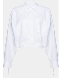 Pinko - Cropped-Bluse Aus Popeline, Leuchtendes Weiß - Lyst