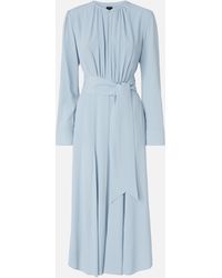 Pinko - Long Silk-Blend Dress With Belt And Long Sleeves, Dusty - Lyst