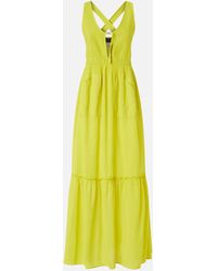 ワンピース PINKO LESTER LONG SLEEVELESS COTTON DRESS WITH NECKLINE Pinko Sleeveless Long Cotton Dress With Neckline in Black | Lyst