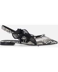 Pinko - Slingback Ballerinas With Python Print And Ties - Lyst