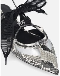 Pinko - Slingback Ballerinas With Python Print And Ties - Lyst