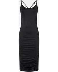 Pinko - Shiny Midi Dress With Crossed Shoulder Straps - Lyst