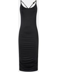 Pinko - Shiny Midi Dress With Crossed Shoulder Straps - Lyst