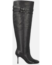 Pinko - Knee-high Nappa Leather Boots With Heel And Strap - Lyst