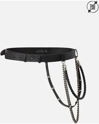 Pinko - Leather Belt With Chains And Straps - Lyst
