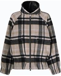 Pinko - Pea Coat With Zip And Check Pattern - Lyst