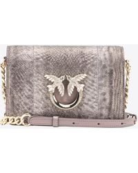 Pinko - Bolso Bandolera Mini Click En Reptil Con Purpurina Galleria - Lyst