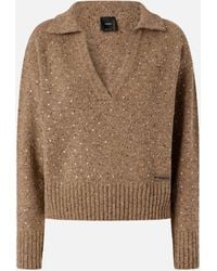 Pinko - Maglione Con Scollo A V E Strass - Lyst