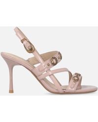 Pinko - High Slingback Sandals With Straps And Studs - Lyst