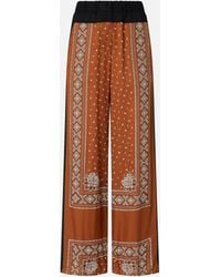 Pinko - Leichte, Weite Hose Mit Bandana-Print, Weiss/Verbranntes Braun - Lyst