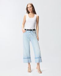 Pinko - Cropped Jeans With Leather Belt - Lyst