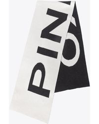 Pinko - Wool And Cashmere Scarf With Large Logo - Lyst