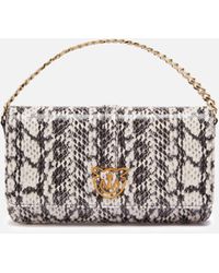 Pinko - Reptile Print Shoulder Bag With Compartments Galleria - Lyst