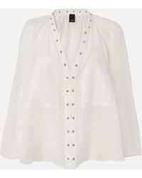 Pinko - Blouse En Soie Mélangée Avec Petits Clous En Métal - Lyst