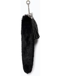 Pinko - Faux Fur Pendant Charm Keyring With Studs - Lyst
