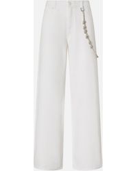 Pinko - Pantalones Anchos De Corte Holgado Con Cadena Joya, Blanco Brill - Lyst