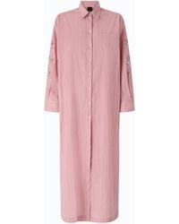 Pinko - Long Striped Chemisier Dress With Floral Embroidery - Lyst
