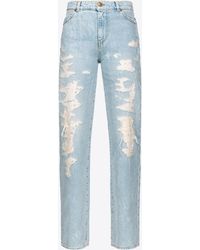Pinko - Jeans straight denim con strappi - Lyst