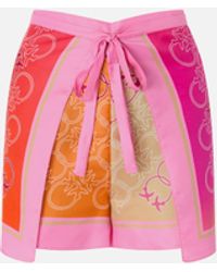 Pinko - Pareo Shorts With Love Birds Logo - Lyst