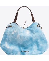 Pinko - Extra Pagoda Shopper Bag In Unevenly Dyed Canvas - Lyst