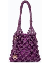 Pinko - Small Shoulder Bag With Micro Rhinestones - Lyst