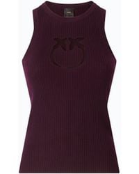 Pinko - Ribbed Top With Sheer Love Birds Logo - Lyst