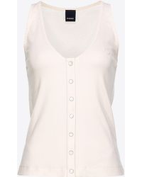 Pinko - Ribbed Vest Top With Mother-of-pearl Buttons - Lyst