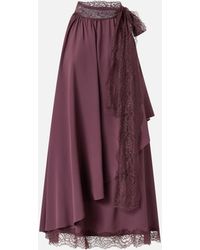 Pinko - Vestido En Crêpe De Chine Con Inserciones De Encaje - Lyst