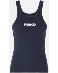 Pinko - Ribbed Vest Top With 3D Logo - Lyst