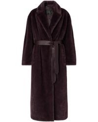 Pinko - Long Faux Fur Coat With Belt - Lyst