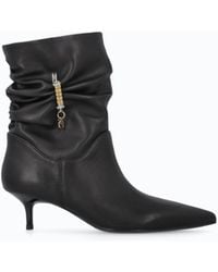 Pinko - Nappa Leather Ankle Boots With Gathered Leg Shaft And Logo - Lyst