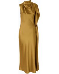 Pinko - Long, One-Shoulder Satin Dress - Lyst