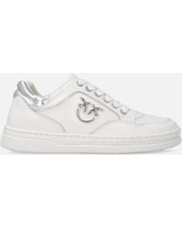 Pinko - Leather Sneakers With Love Birds Logo - Lyst