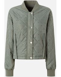 Pinko - Quilted Bomber Jacket With Rhinestones And Studs - Lyst