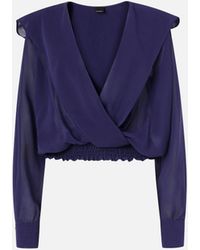 Pinko - Cropped Blouse With Hood And Sheer Details - Lyst