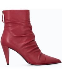 Pinko - Nappa Leather Ankle Boots With Gathered Leg Shaft - Lyst