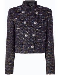 Pinko - Cropped Bouclé Tweed Jacket With Metal Buttons - Lyst