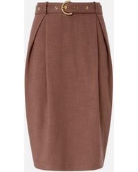 Pinko - Slim-Fitting Calf-Length Skirt With Belt - Lyst