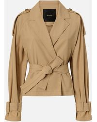 Pinko - Kurzer Trenchcoat Aus Baumwolle Mit Gürtel - Lyst