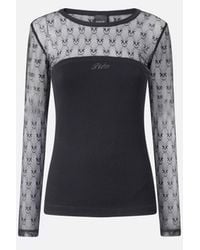 Pinko - Jersey Sweater With Love Birds Logo Lace - Lyst