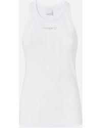 Pinko - Ribbed Camisole Top With Logo - Lyst