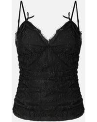Pinko - Floral Lace Top With Shoulder Straps - Lyst